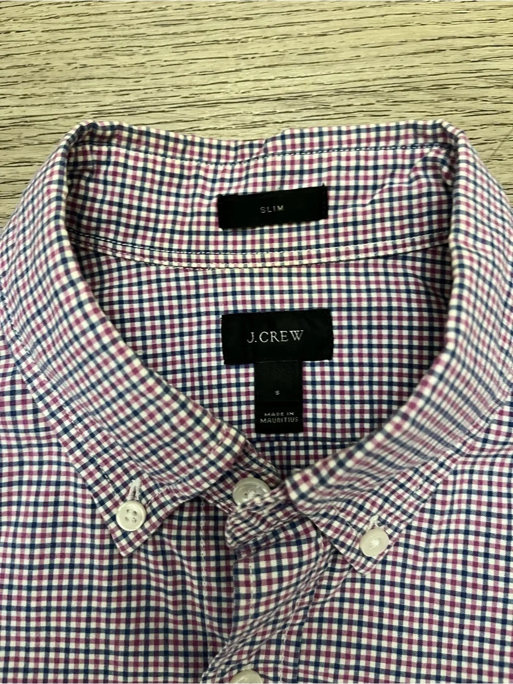 J. Crew Men's Multicolor Micro-Check Button-Down Shirt Slim Size Small